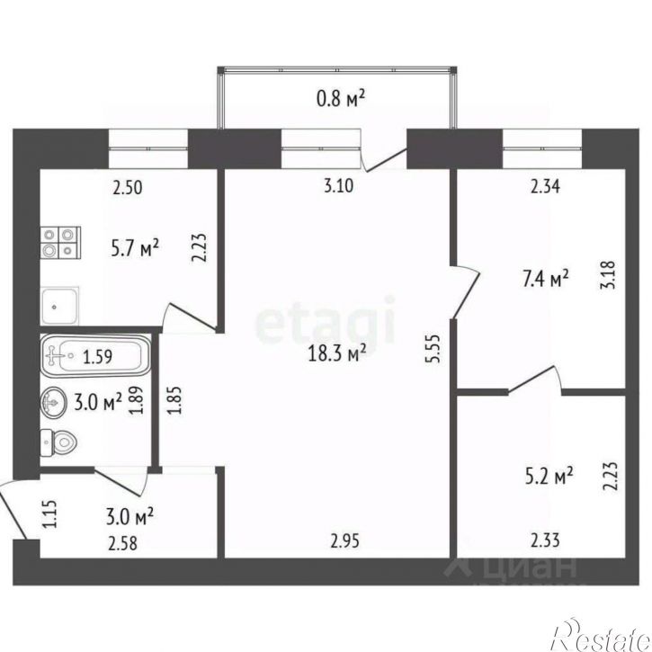 2-комн квартира