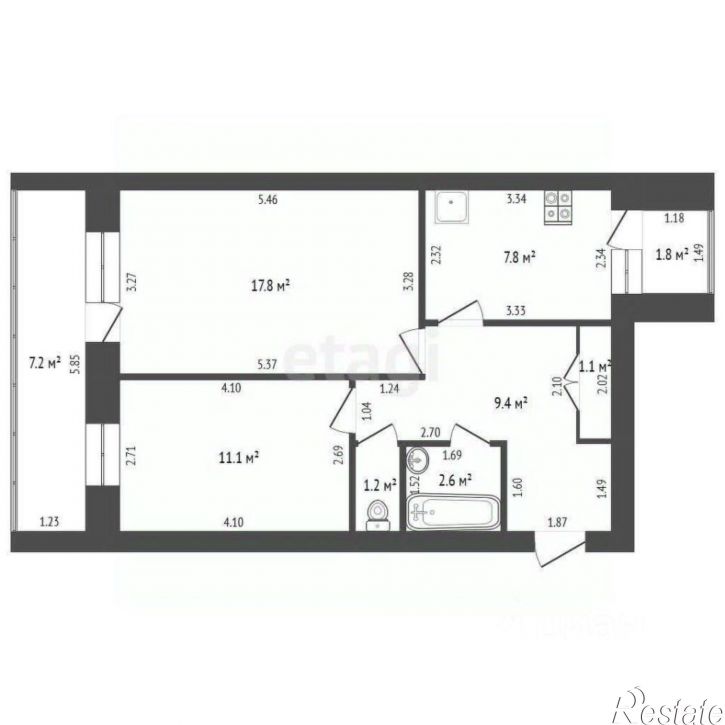 2-комн квартира