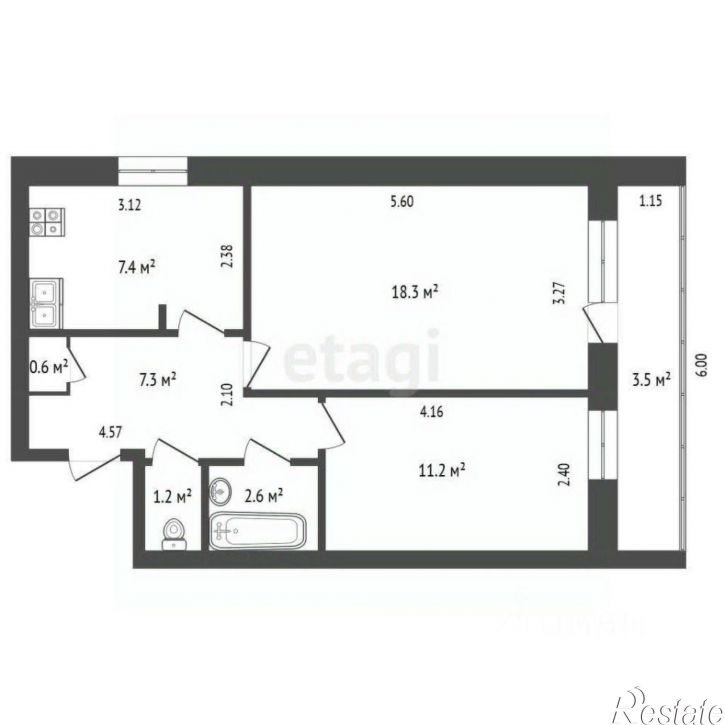 2-комн квартира улица Николаева, 4А,  д. 4А