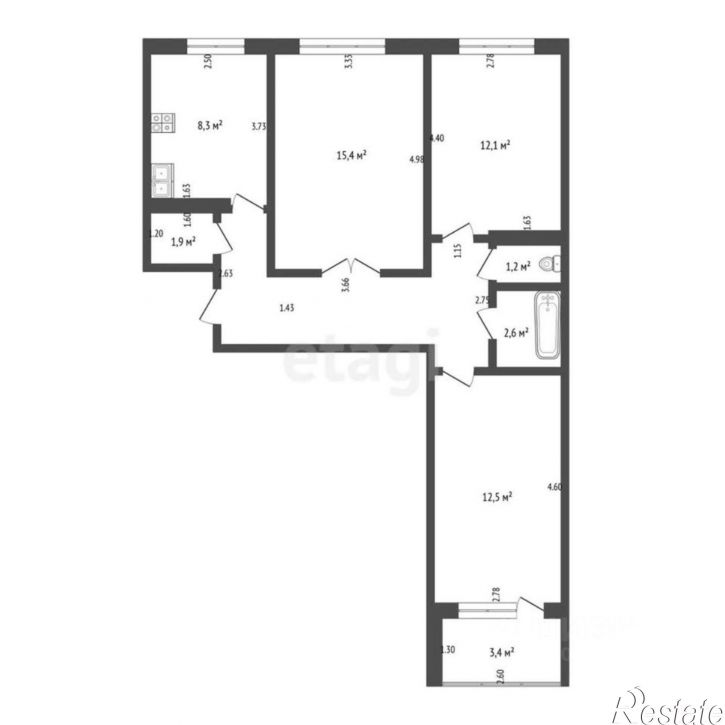 3-комн квартира