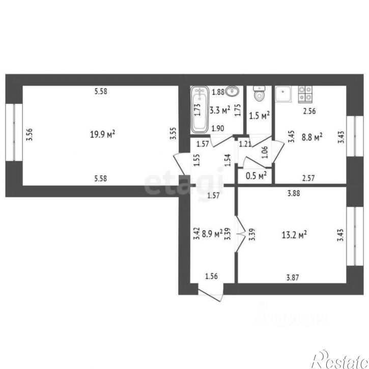 2-комн квартира