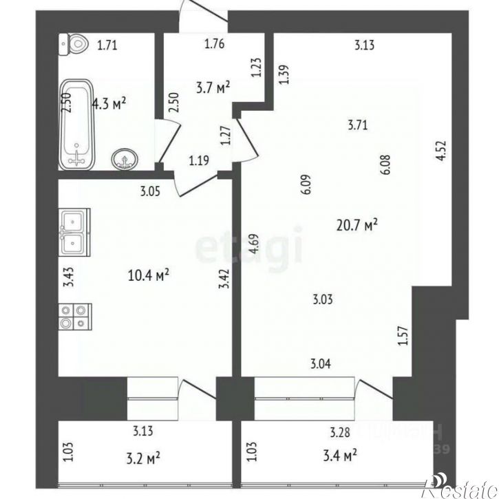 1-комн квартира проспект Октября, 42,  д. 42
