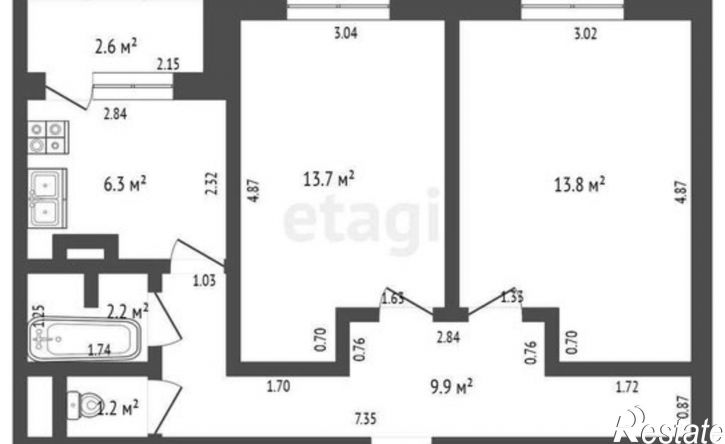 2-комн квартира улица Черняховского, 7,  д. 7
