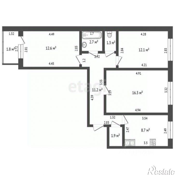 3-комн квартира Юрматинская улица, 1,  д. 1