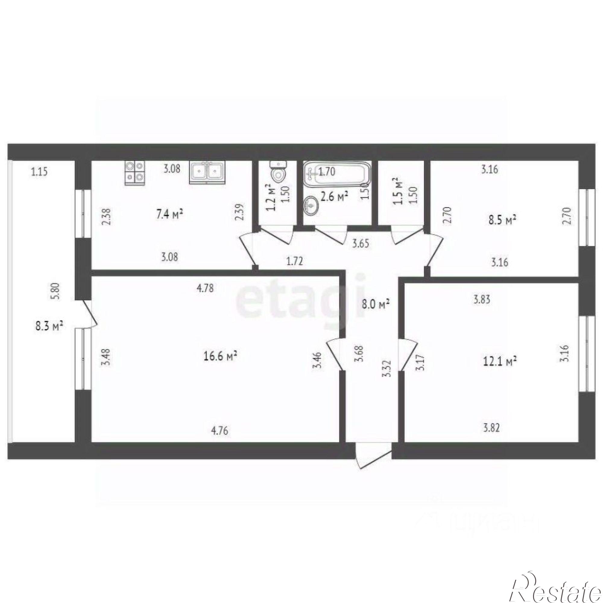 Купить квартиру за 2 750 000 рублей на Стадионная улица, 19
