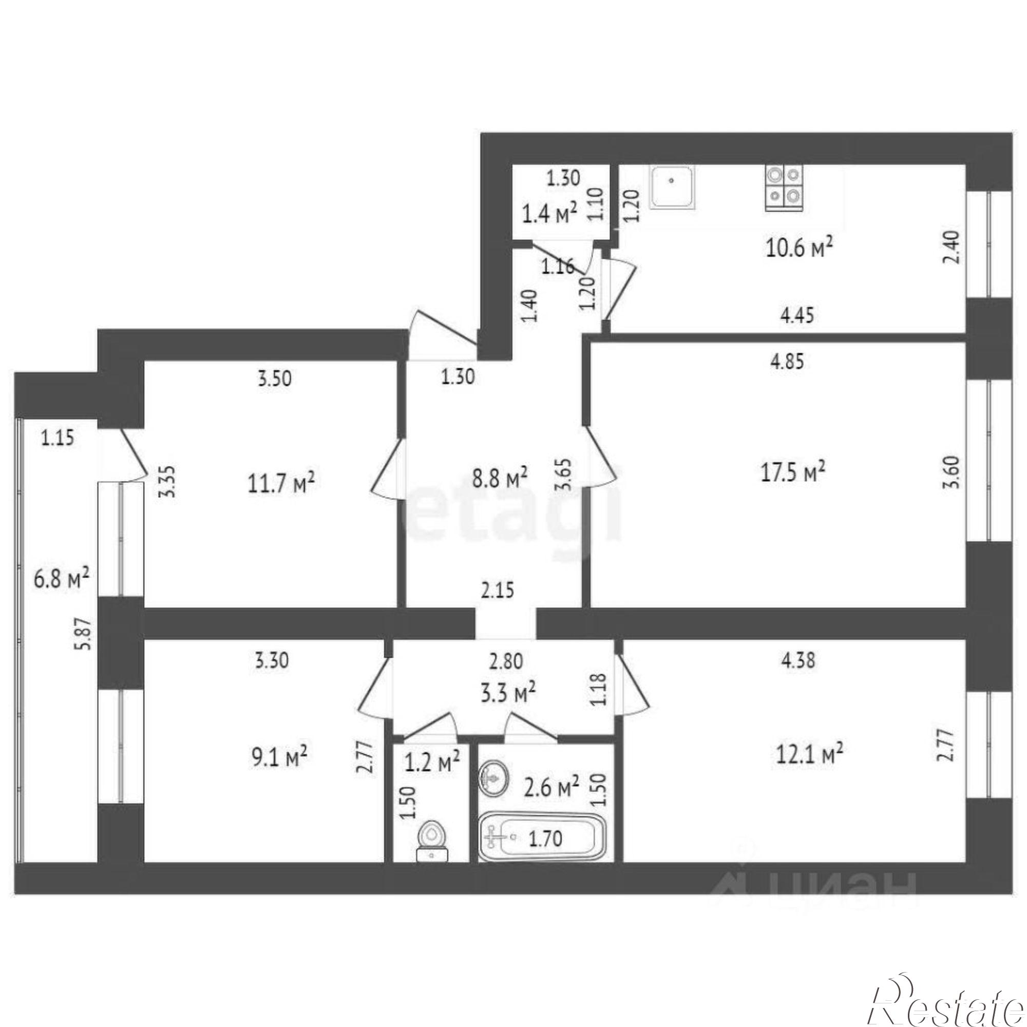 Купить квартиру за 5 350 000 рублей на улица Сазонова, 18