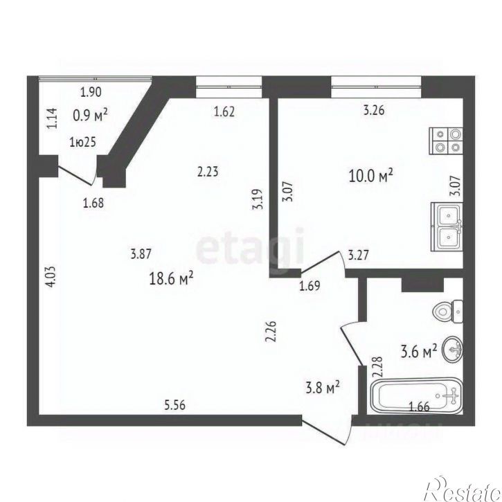 1-комн квартира улица Машиностроителей, 75,  д. 75