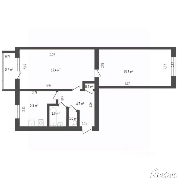 2-комн квартира ул Блюхера, 14,  д. 14