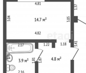 1-комн, 38кв м, этаж 2/9 Заводская улица, 16
