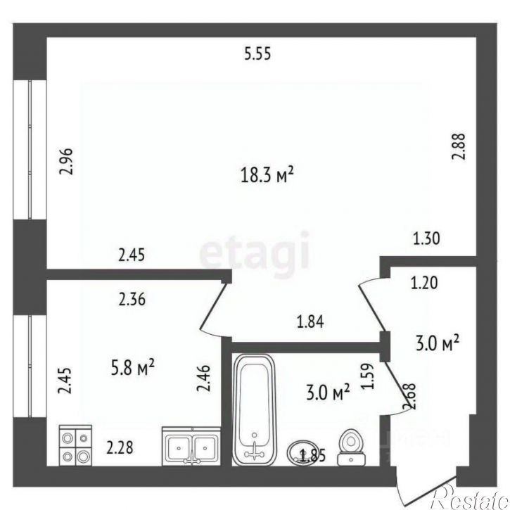 1-комн квартира ул Худайбердина, 174,  д. 174