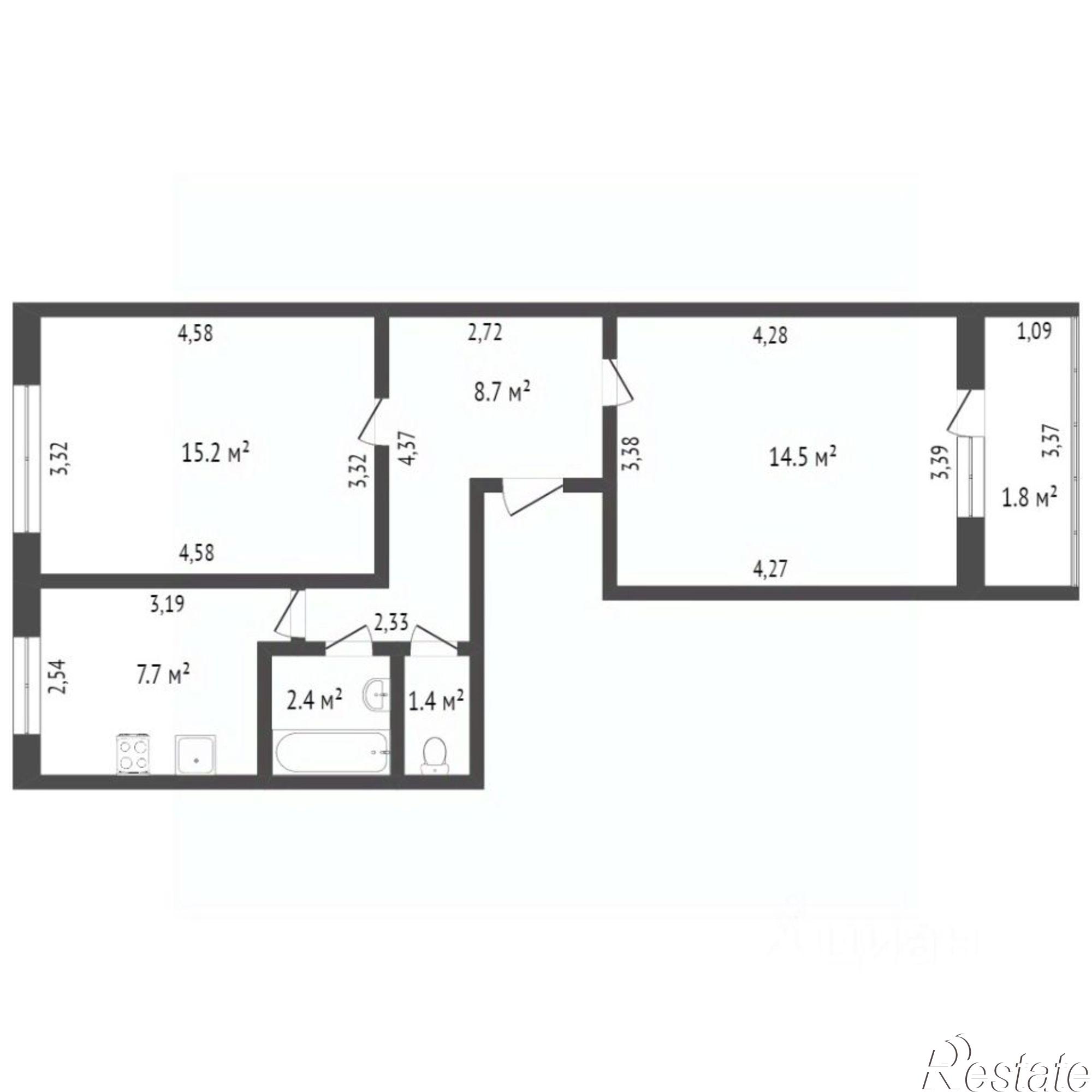 Купить квартиру за 2 950 000 рублей на улица Курчатова, 2