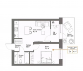 2-комн, 41 кв м, этаж 1/17 Интернациональная улица, 61