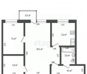 2-комн, 43кв м, этаж 5/5 ул Тукаева, 13