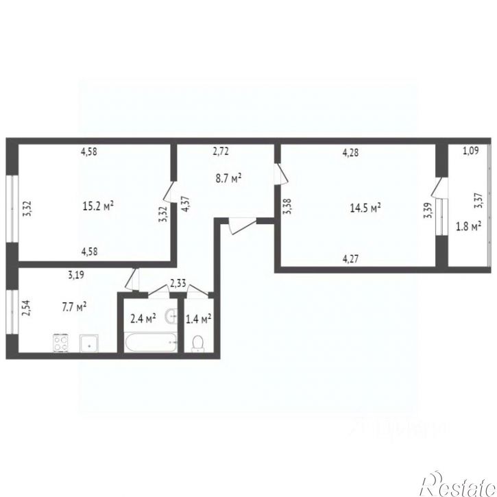 2-комн квартира улица Курчатова, 2,  д. 2