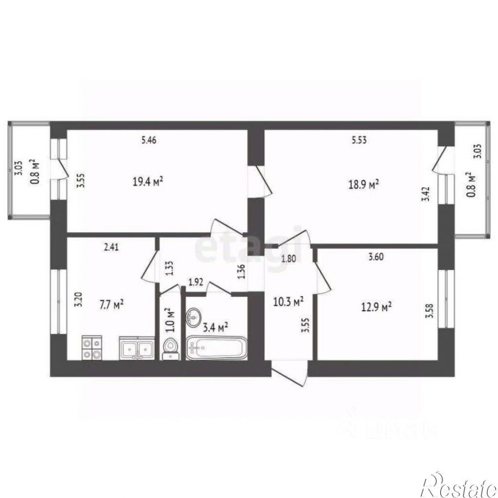 3-комн квартира улица Суворова, 10,  д. 10