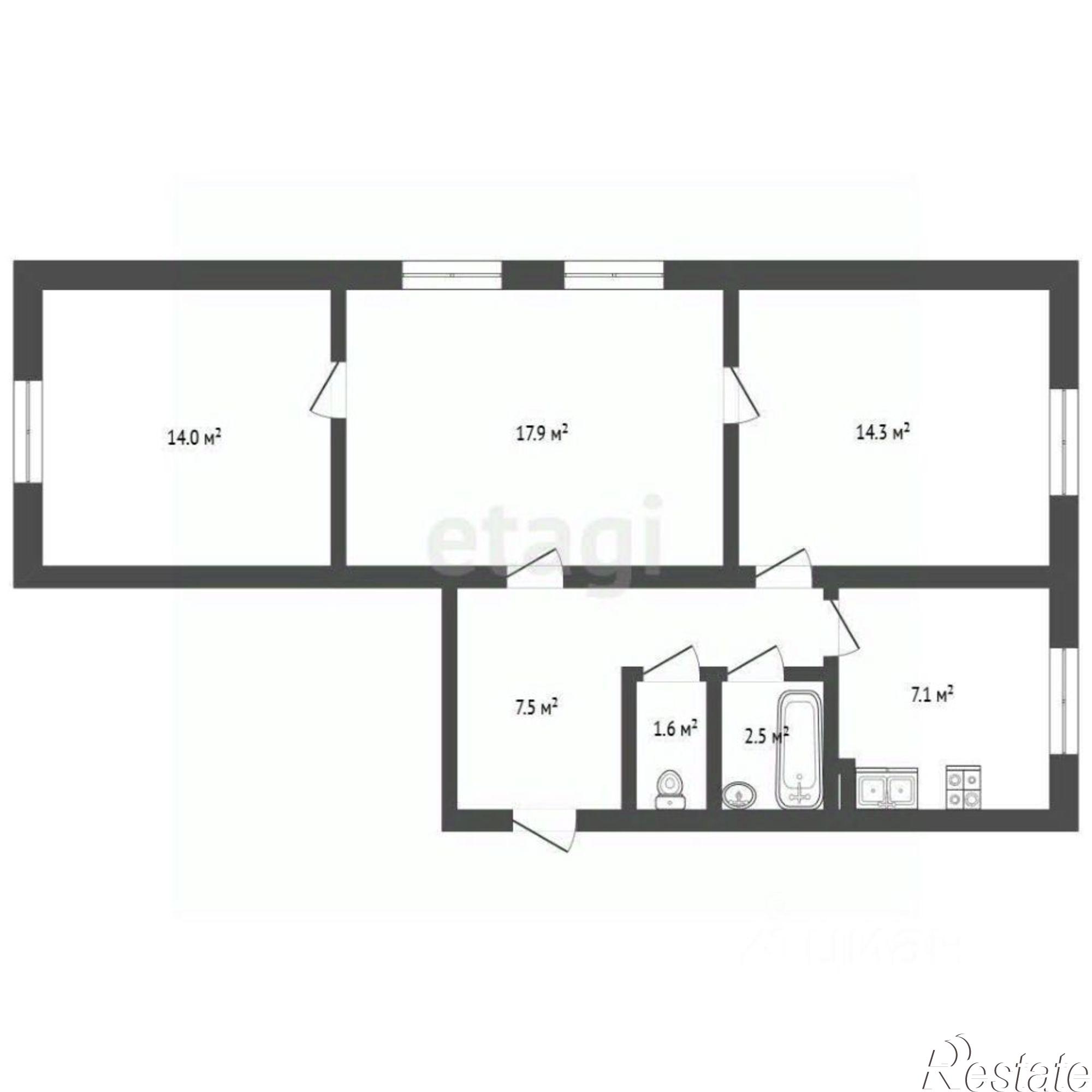 Купить квартиру за 3 560 000 рублей на улица Воинов-Интернационалистов, 38