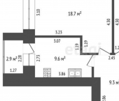 2-комн, 56кв м, этаж 3/9 улица Артёма, 118