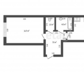 1-комн, 46кв м, этаж 1/9 ул Тукаева, 21