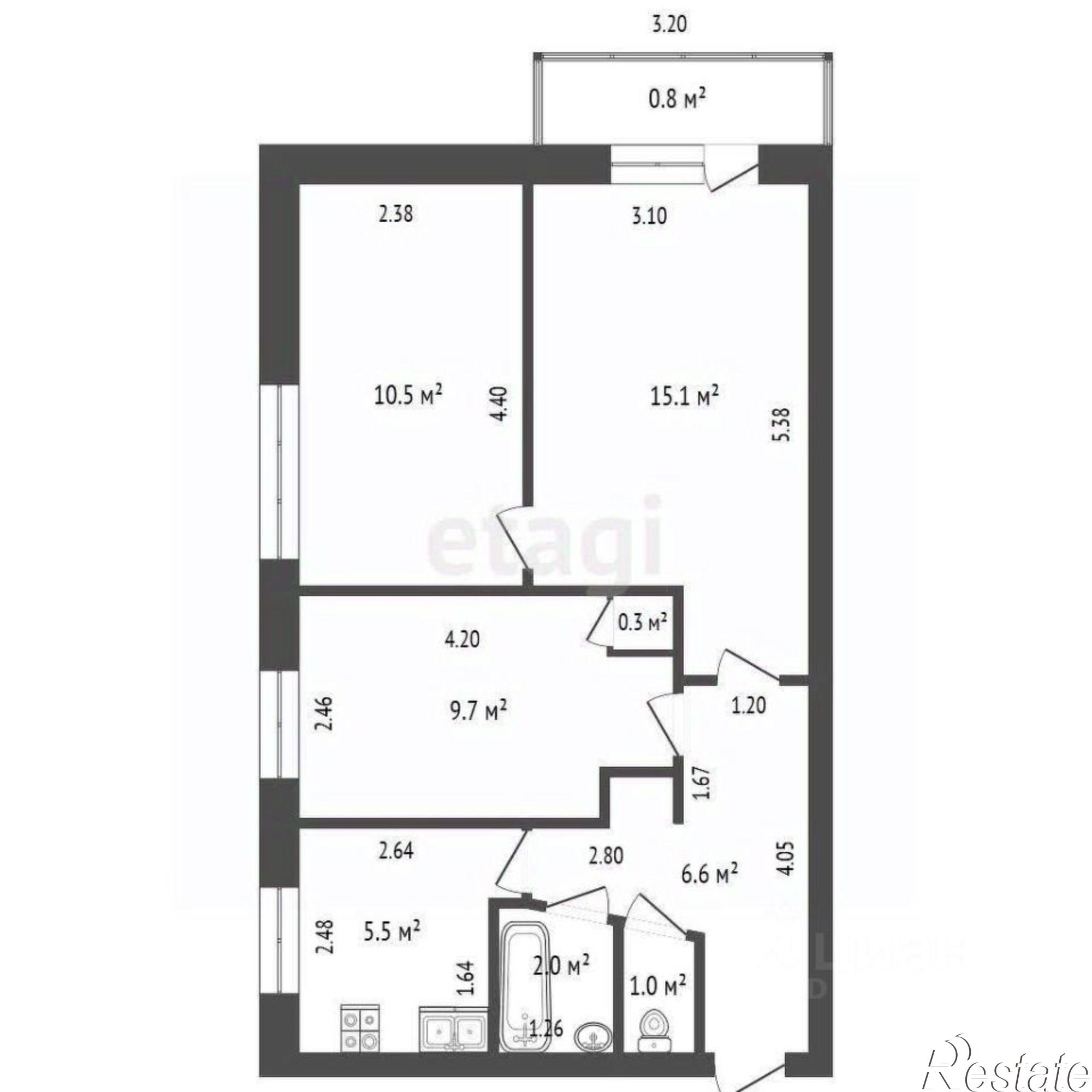 Купить квартиру за 2 800 000 рублей на Вокзальная улица, 38