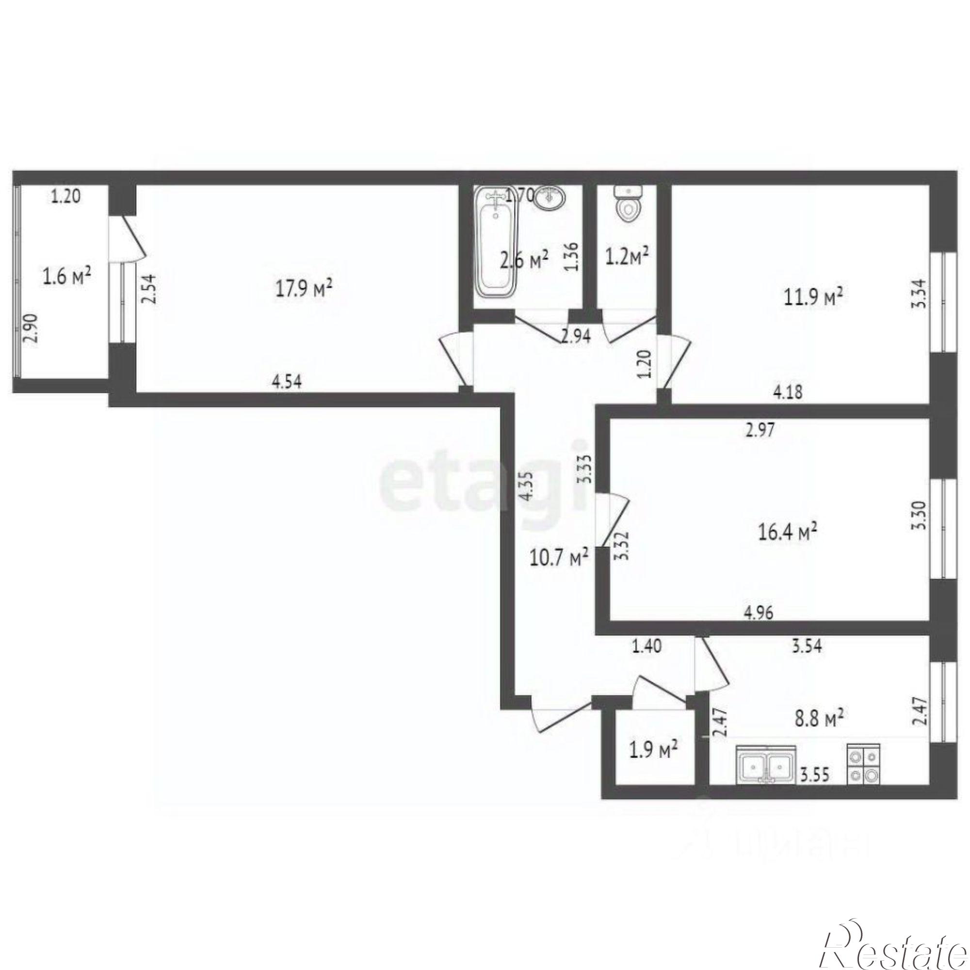 Купить квартиру за 4 950 000 рублей на ул Полевая, 1