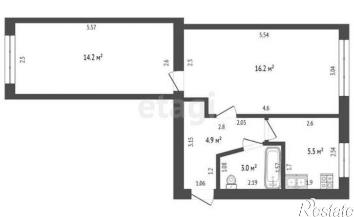 2-комн квартира проспект Октября, 13,  д. 13