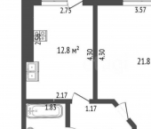 1-комн, 44кв м, этаж 13/17 проспект Октября, 85