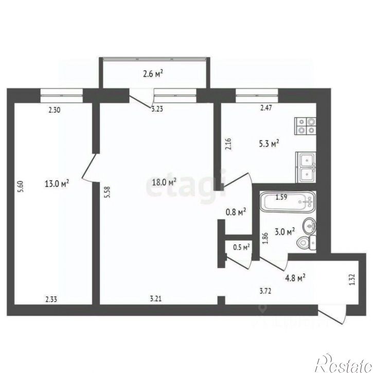 2-комн квартира улица Дружбы, 47,  д. 47