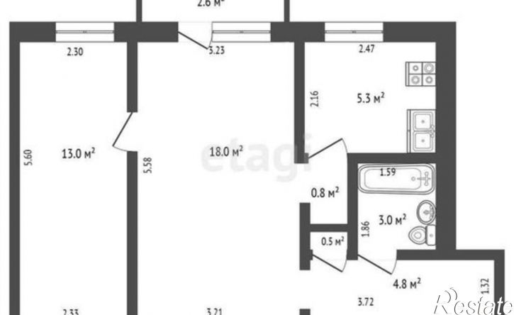 2-комн квартира улица Дружбы, 47,  д. 47