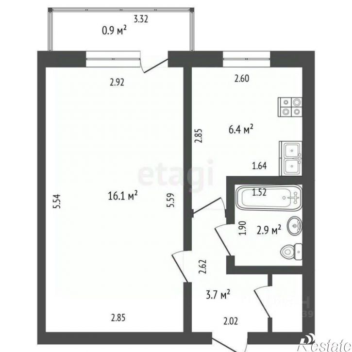 1-комн квартира проспект Октября, 18,  д. 18