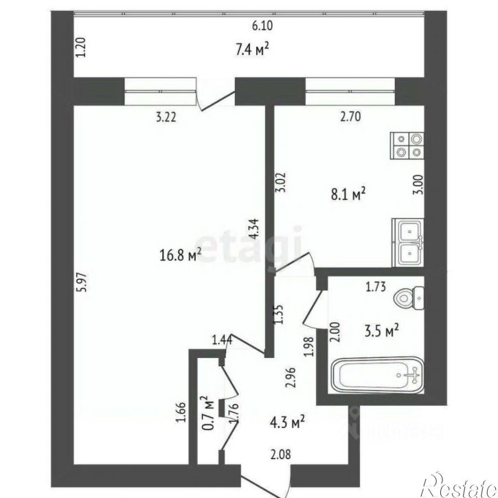 1-комн квартира пр-кт Октября, 73,  д. 73