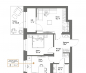 2-комн, 52 кв м, этаж 1/9 