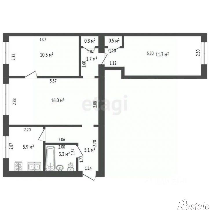 3-комн квартира ул Фестивальная, 11,  д. 11