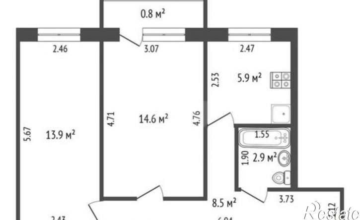 2-комн квартира проспект Октября, 53,  д. 53