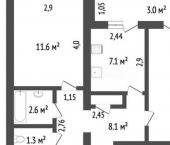 2-комн, 49кв м, этаж 9/9 улица Шафиева, 47