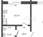 1-комн, 38кв м, этаж 5/9 ул 7 Ноября, 101