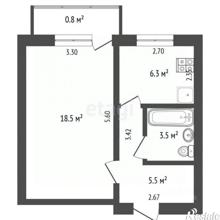 1-комн квартира Черноморская улица, 8,  д. 8