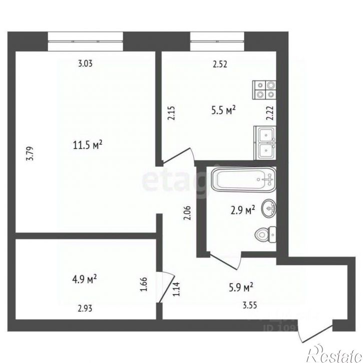 1-комн квартира ул Худайбердина, 182,  д. 182