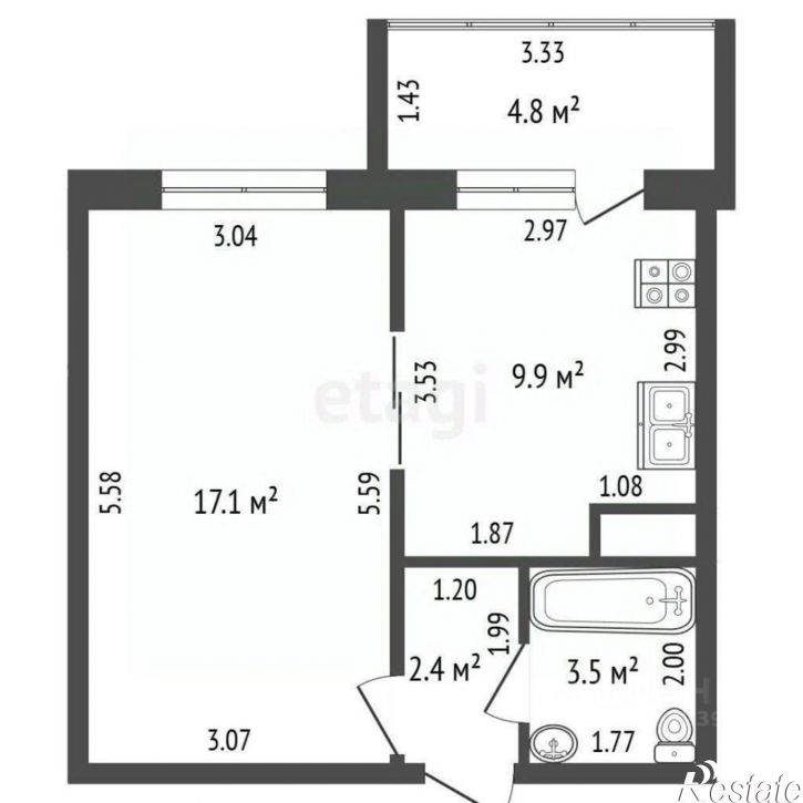 1-комн квартира Ботаническая улица, 2,  д. 2
