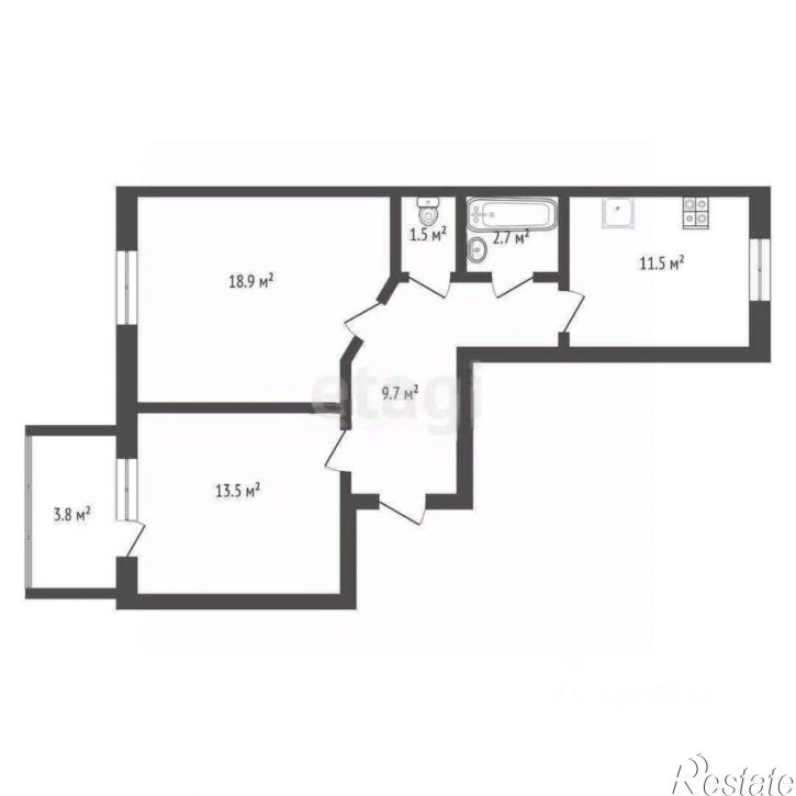 2-комн квартира улица Строителей, 2,  д. 2