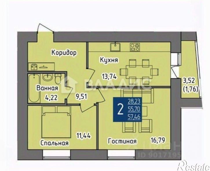 2-комн квартира пр-кт Октября, 99,  д. 99