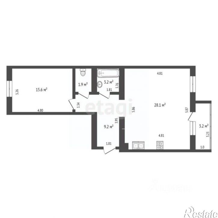 2-комн квартира пр-кт Октября, 50,  д. 50