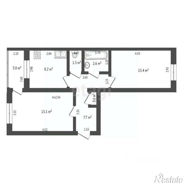 2-комн квартира улица Шаймуратова, 7Б,  д. 7Б