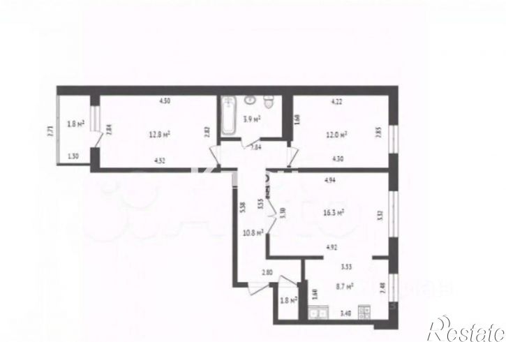3-комн квартира ул Караная Муратова, 3,  д. 3