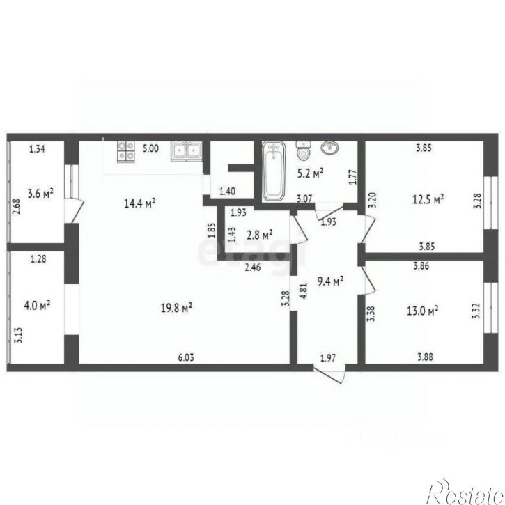 3-комн квартира улица Гоголя, 118Б,  д. 118Б