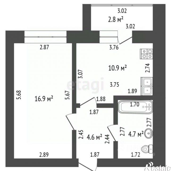 1-комн квартира пр-кт Октября, 93,  д. 93