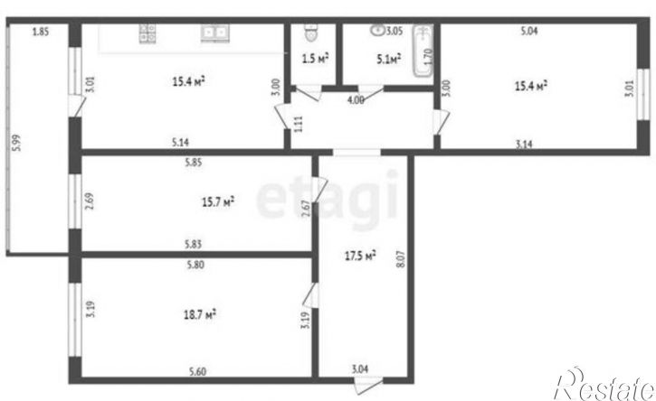 3-комн квартира улица Богдана Хмельницкого, 38,  д. 38