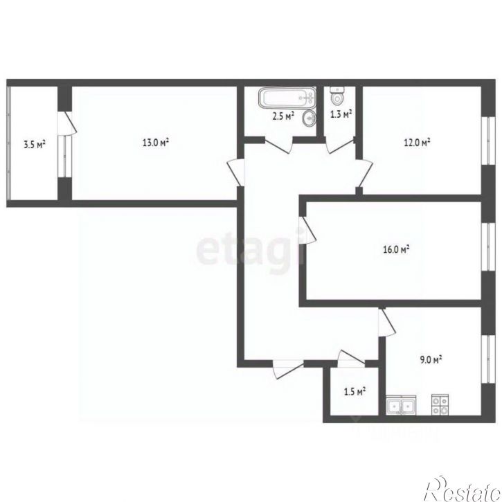 3-комн квартира улица Караная Муратова, 1А,  д. 1А