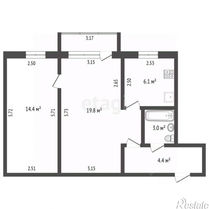 2-комн квартира ул Худайбердина, 180,  д. 180