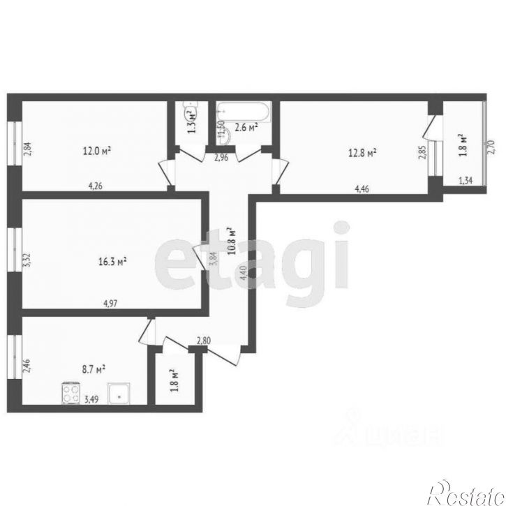 3-комн квартира улица Караная Муратова, 3,  д. 3