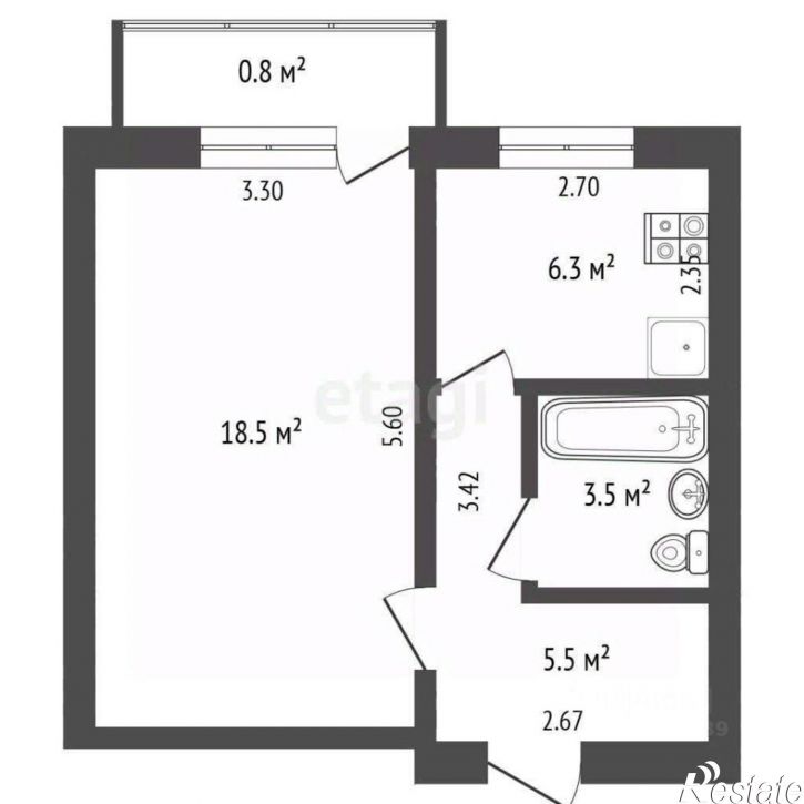 1-комн квартира Черноморская улица, 8,  д. 8
